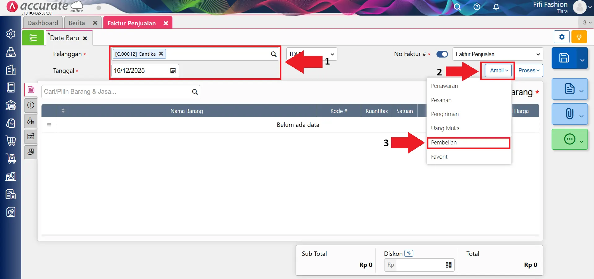 Membuat Faktur Penjualan dari Faktur Pembelian